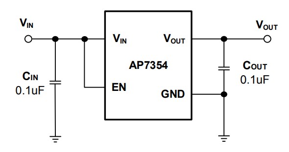 Application Circuit Diagram - Diodes Incorporated AP7354 Ultra-Low Quiescent Current LDO Regulators